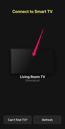 Select your Chromecast device from the list in DoCast