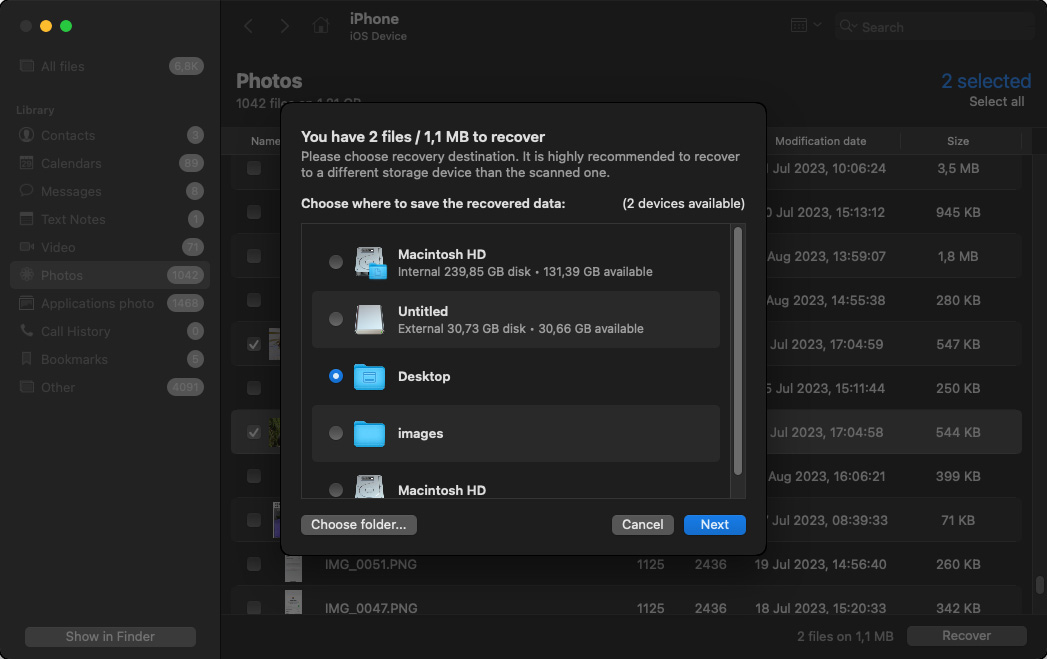 recovery destination