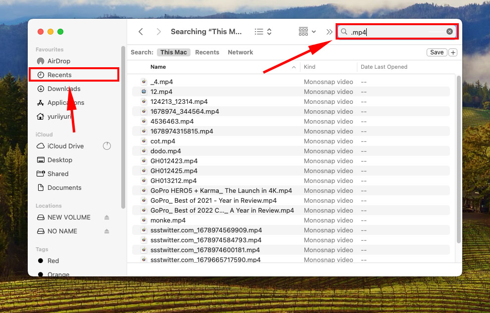 Recents folder in the Finder sidebar