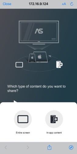 Select the type of content you want to share via AirScreen