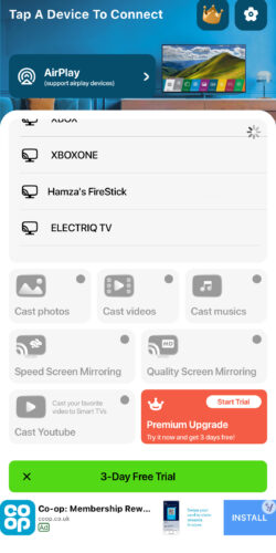 Tap on your Firestick in TV Cast & Screen Mirroring App