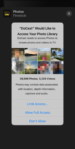 Give DoCast access to view your photos on iPhone