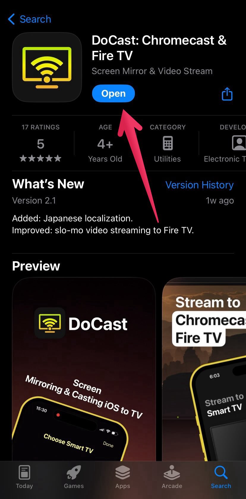 Download DoCast from the App Store on your iPhone