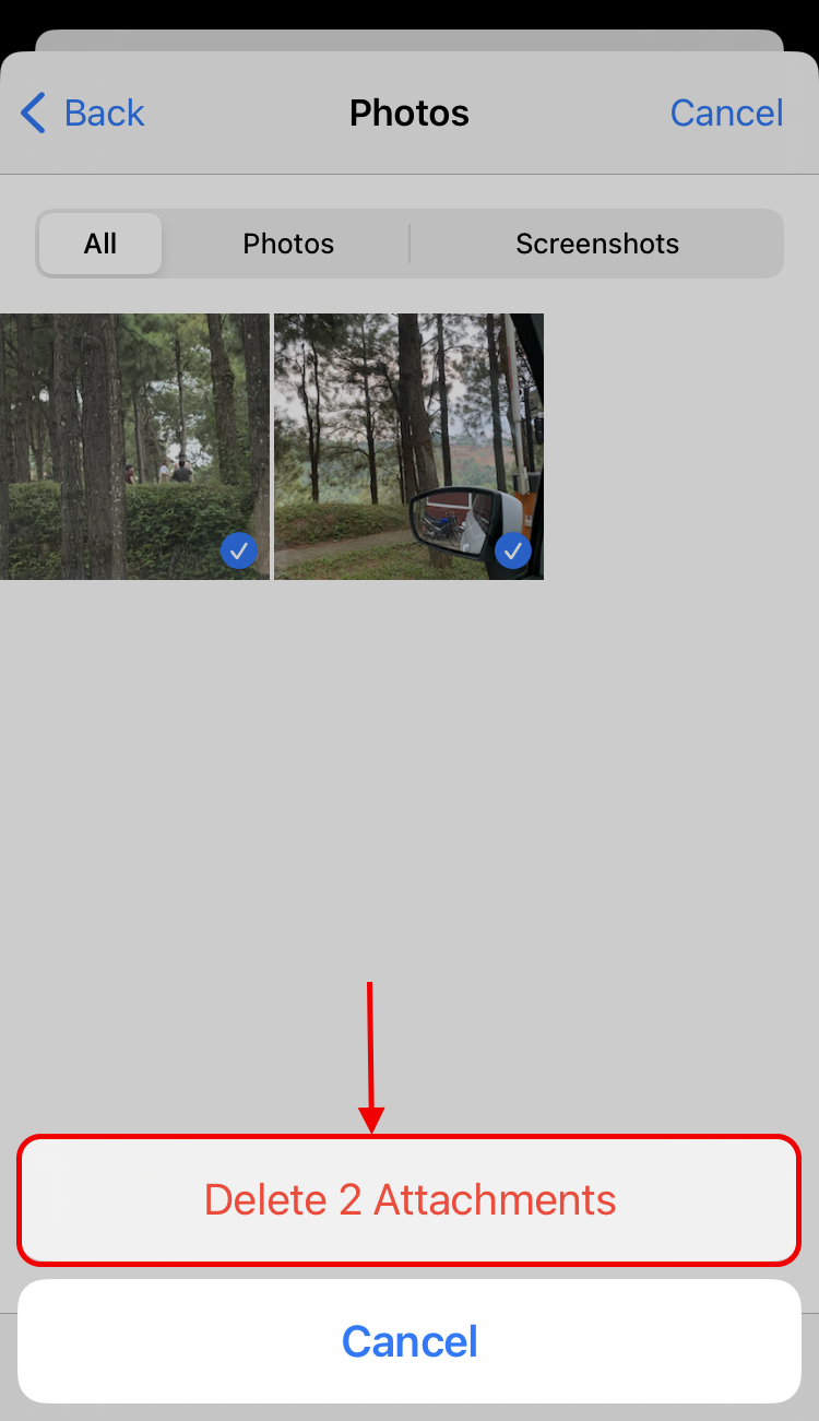 confirm attachments deletion