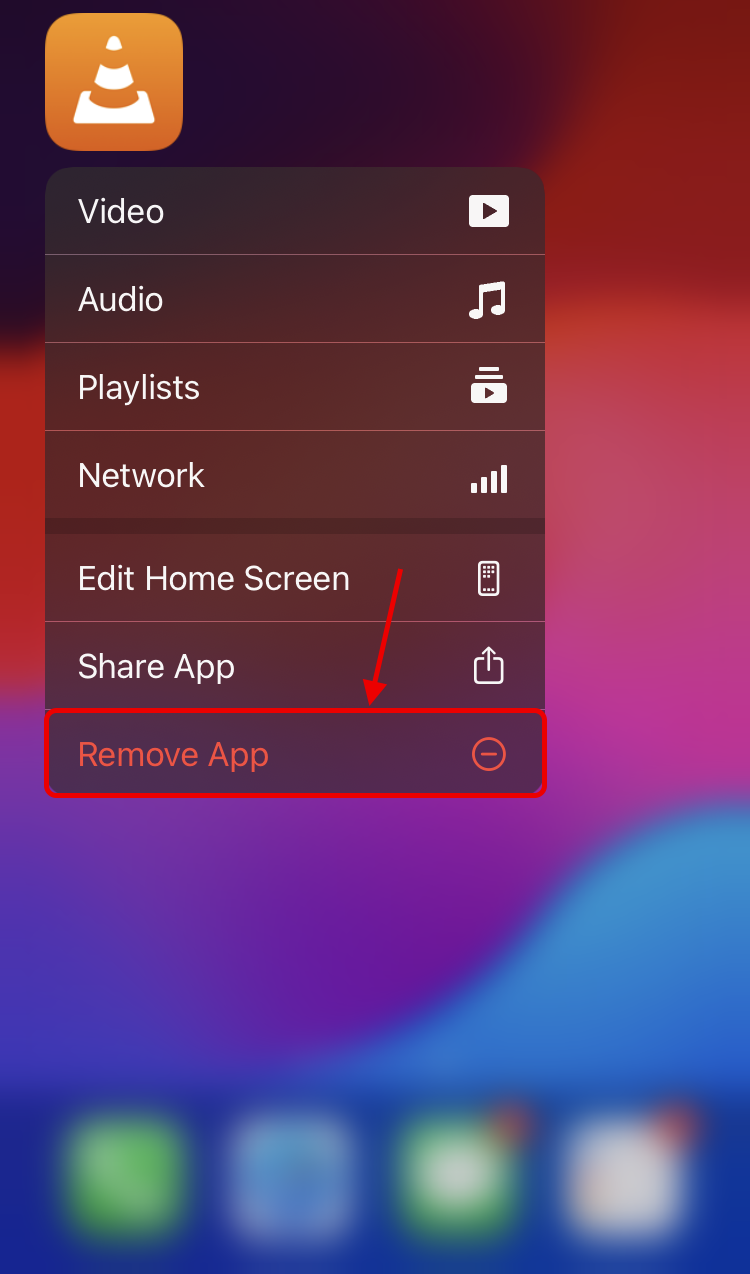 remove app option