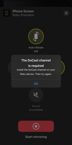 Downloading DoCast channel on Roku