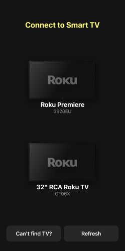 Select your Roku device in DoCast