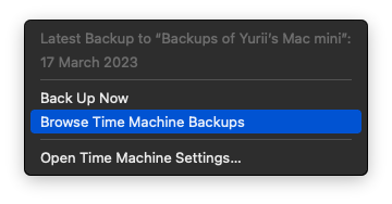 open time machine backups