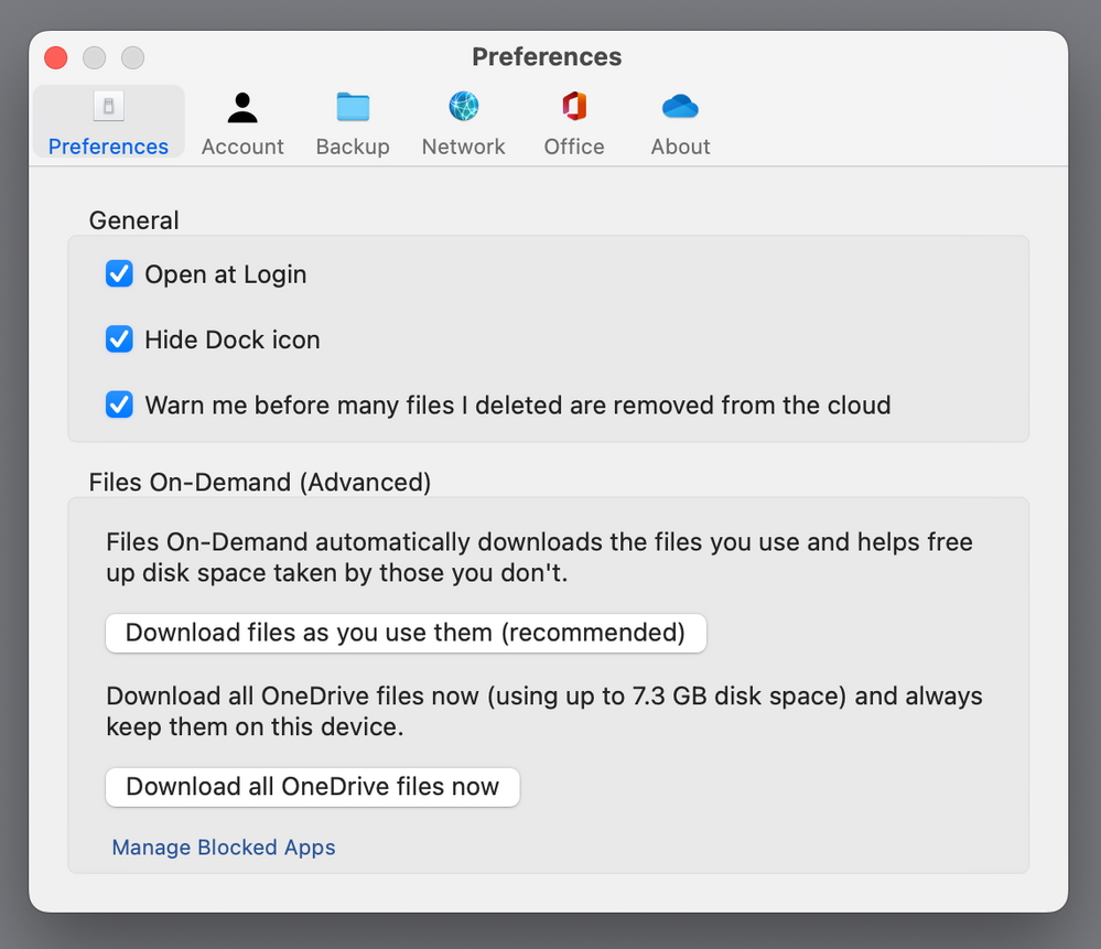 Customize the settings for OneDrive on your Mac