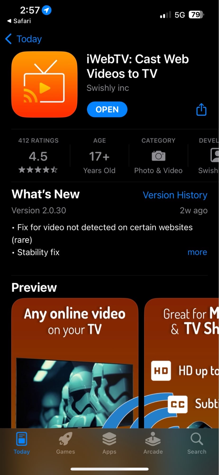 Download iWebTV from the App Store on iPhone