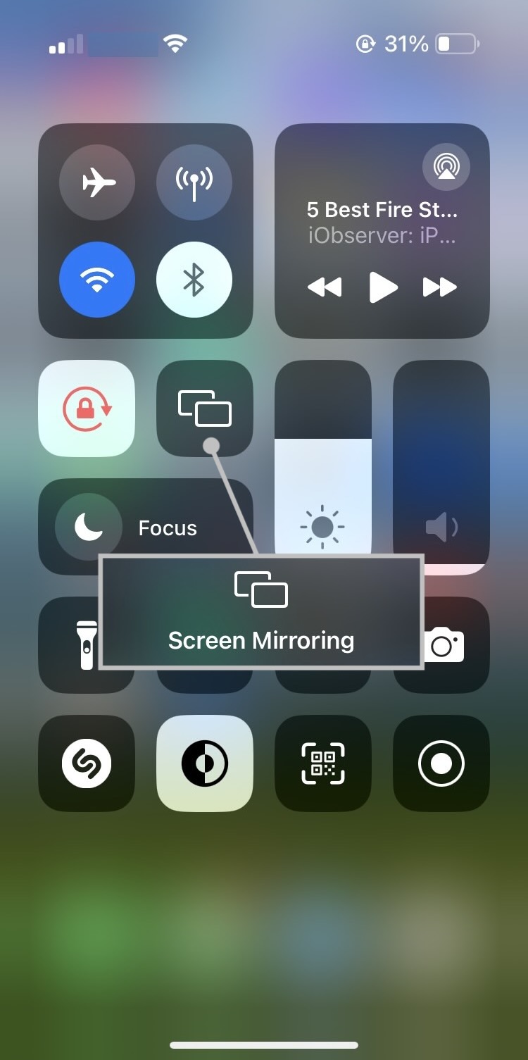 Tap on the Screen Mirroring icon in the Control Center
