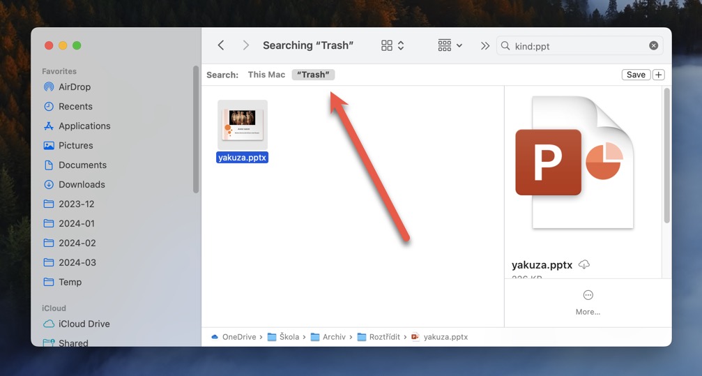 lost powerpoint presentation on ipad trash location search