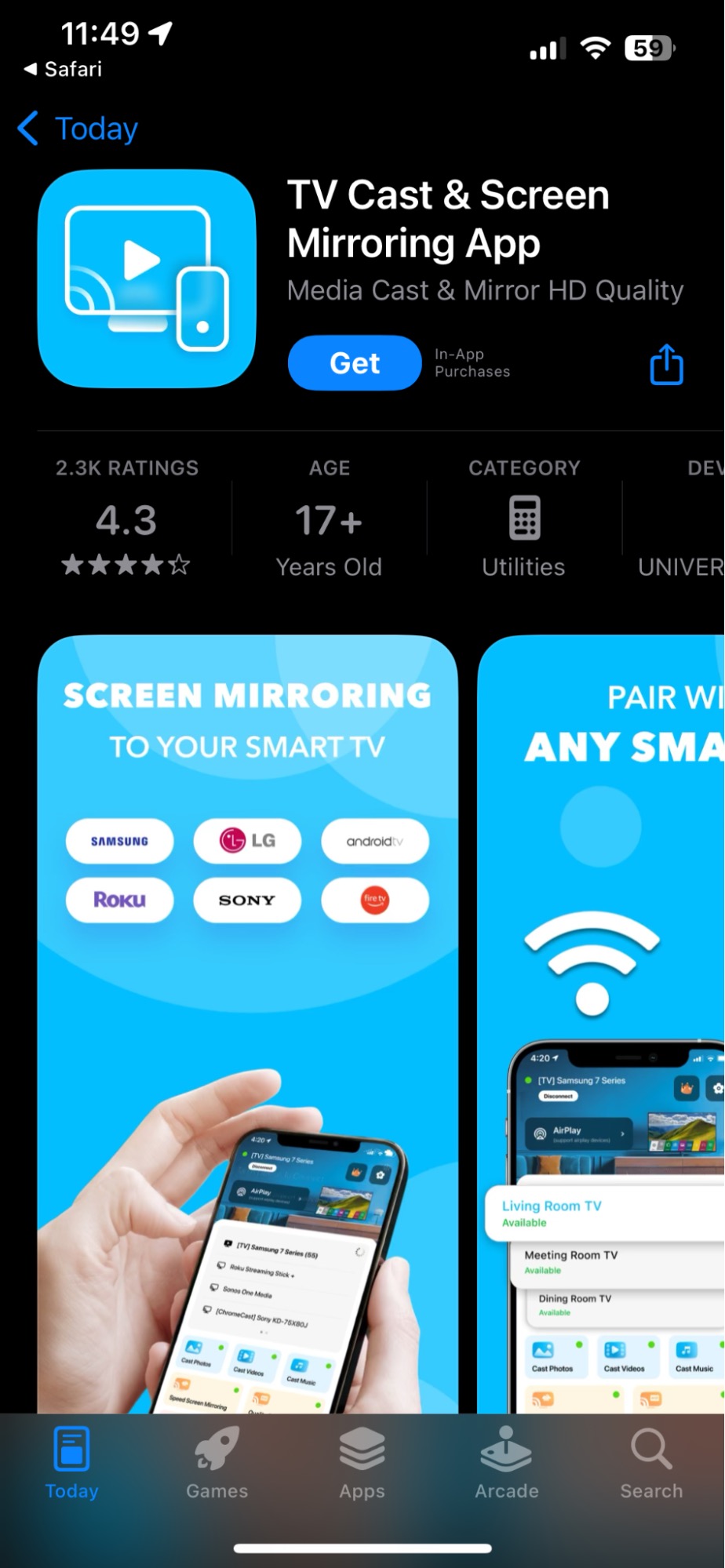 Download the TV Cast & Screen Mirroring App from the App Store on iPhone