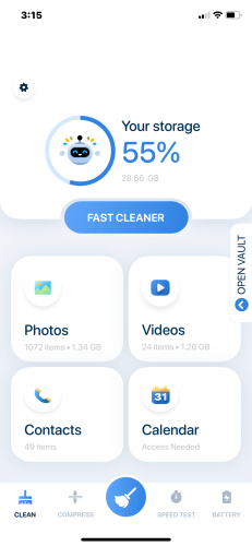 Boost Cleaner app main menu