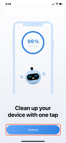Boost Cleaner initial welcome screen