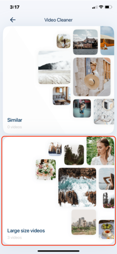 Video cleanup menu in the Boost Cleaner app