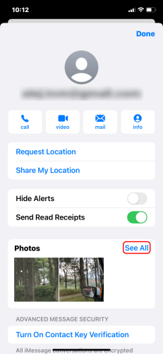 See All button beside attachments in the Messages app