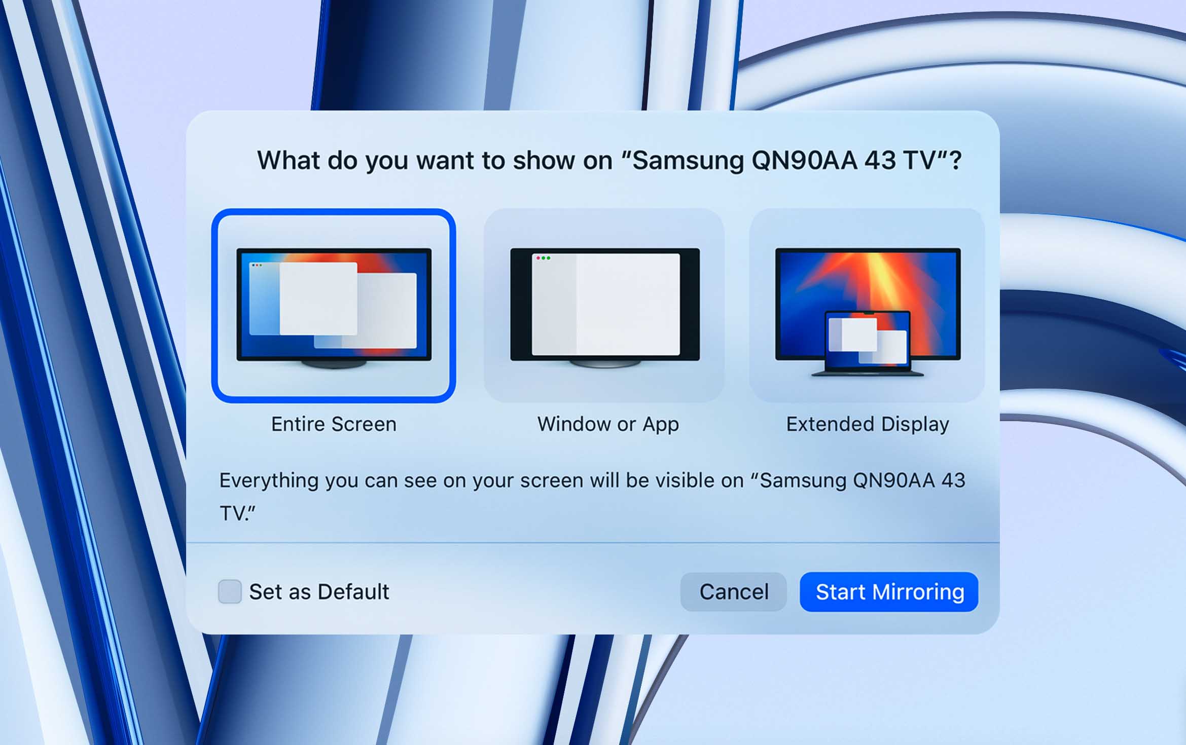 choose dive for mirroring with cable
