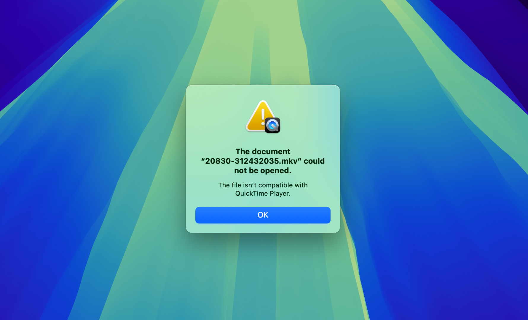 quicktime error with mkv file
