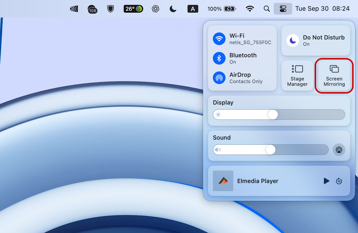 click on screen mirroring