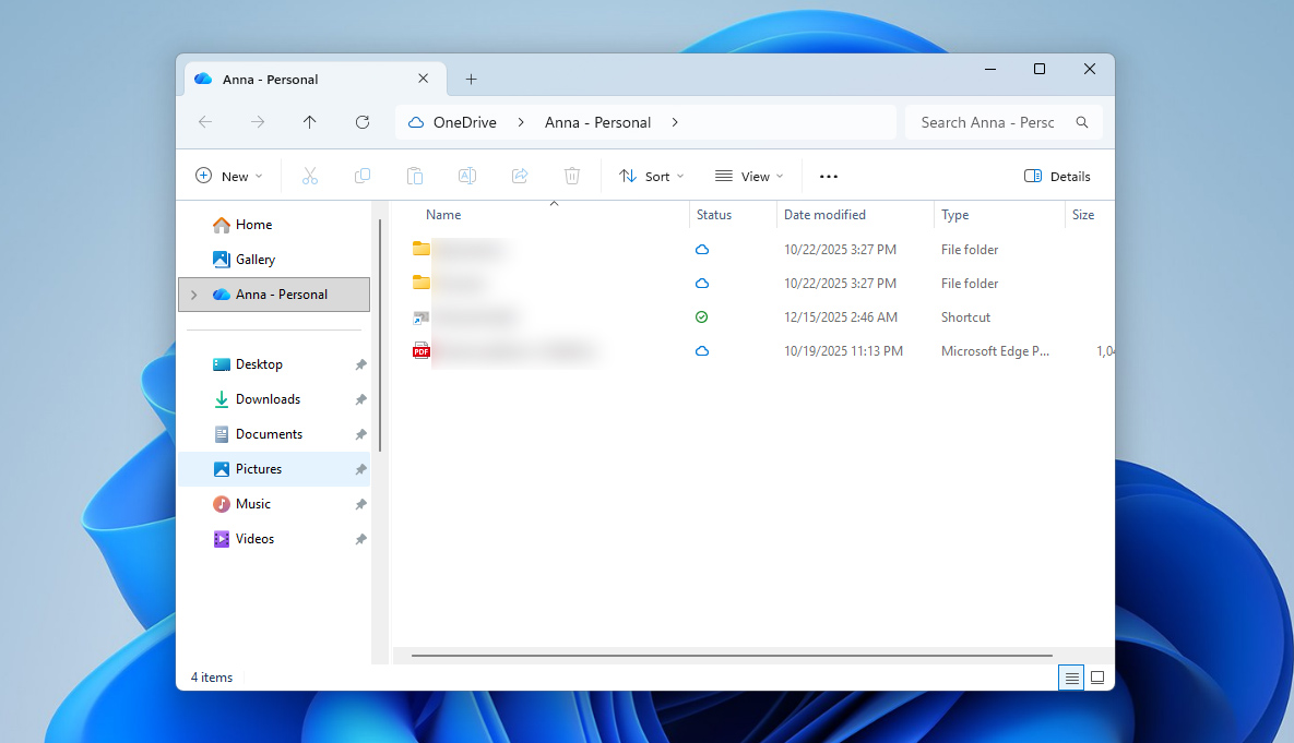 onedrive folder in file explorer