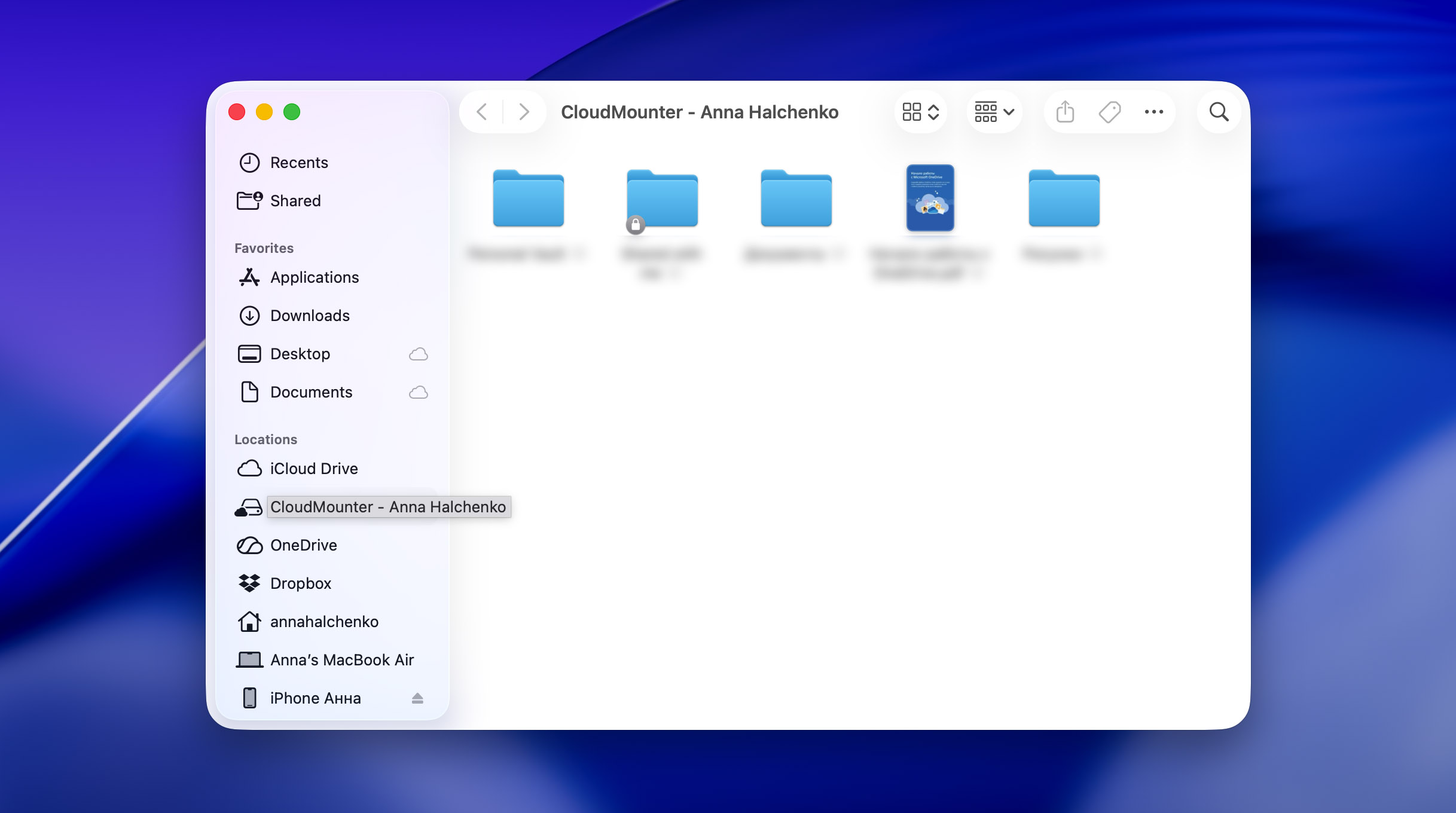 onedrive mounted in finder