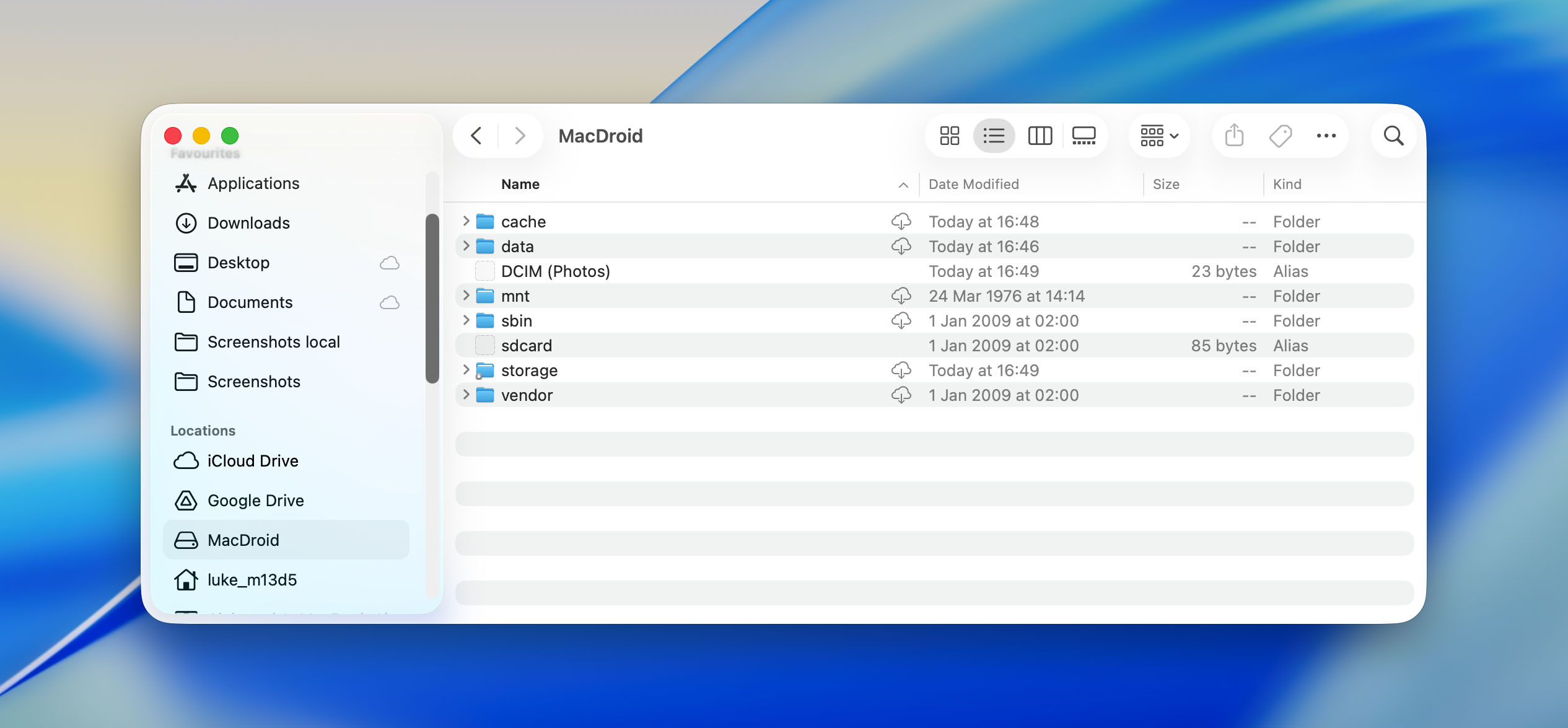 android in finder mac