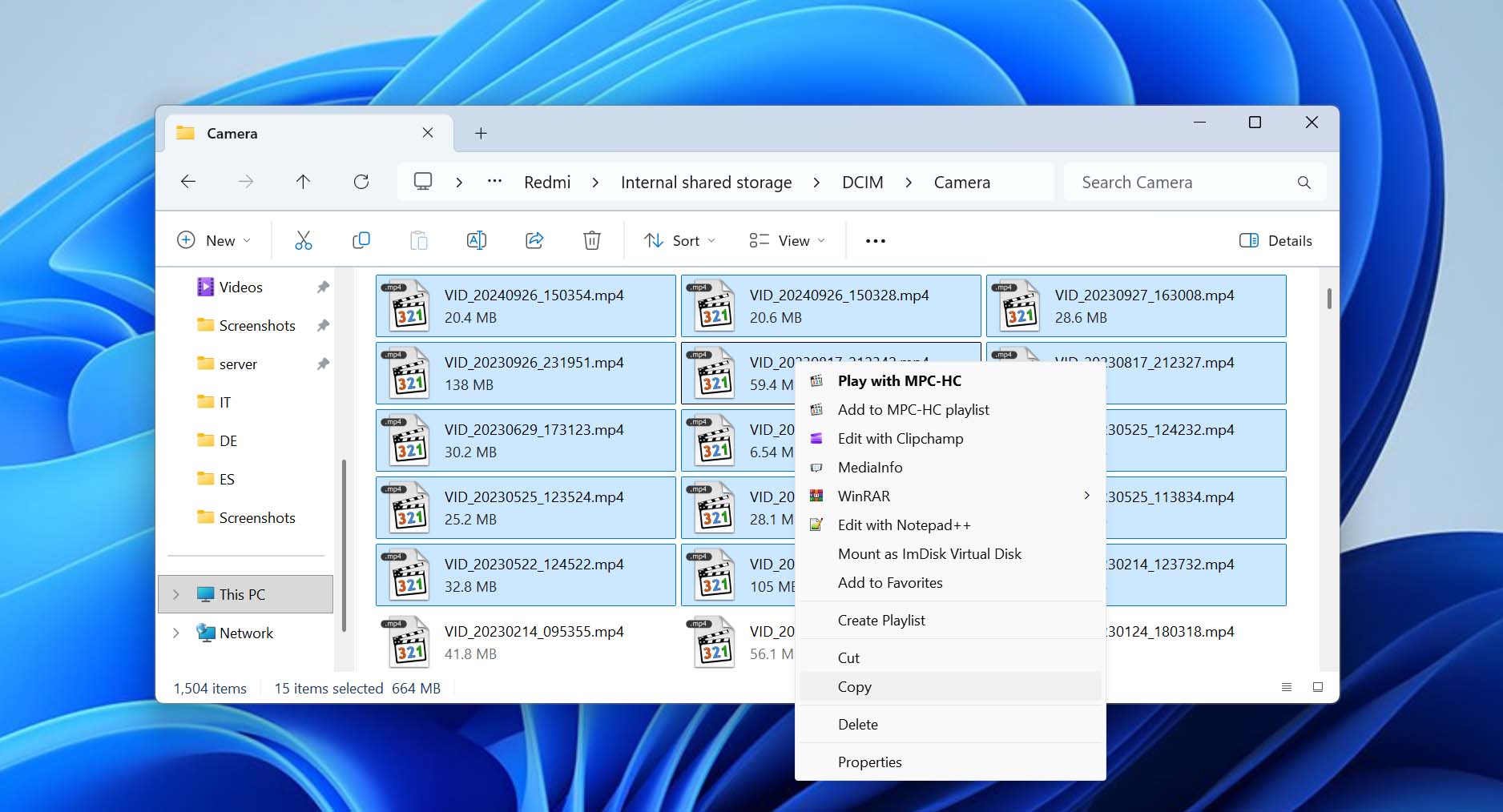 copy videos from android